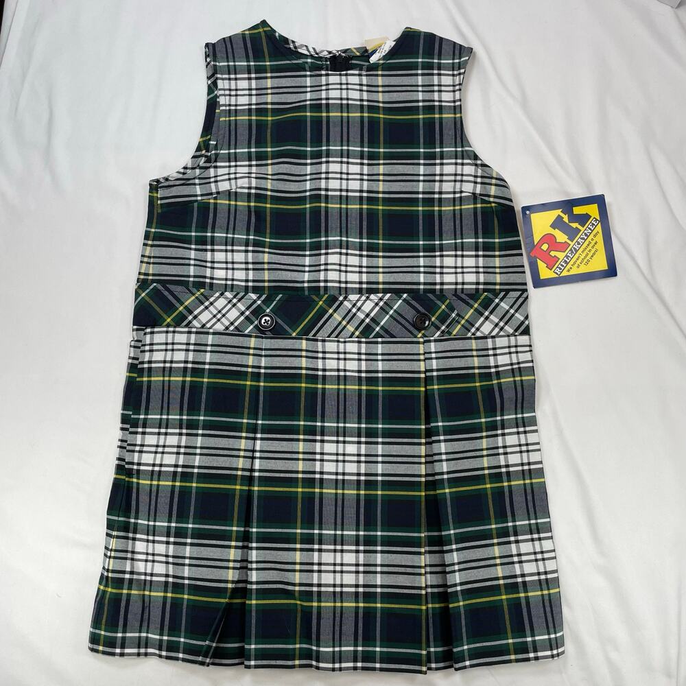 Rifle Kaynee Girls Plaid School Uniform Jumper Dress Green White 7.5, 8.5